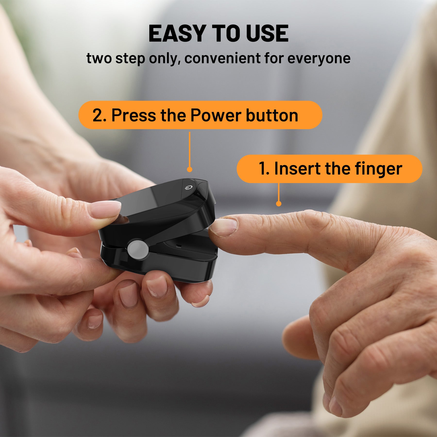 Finger Pulse Oximeter, Blood Oxygen Saturation and Pulse Rate Monitor, Includes 2x AAA Batteries, Lanyard, Suitable for Elderly and Adults Use